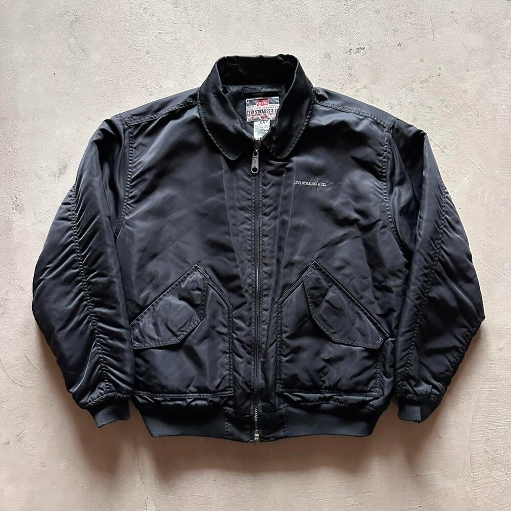 vintage 90s levis black flight bomber jacket